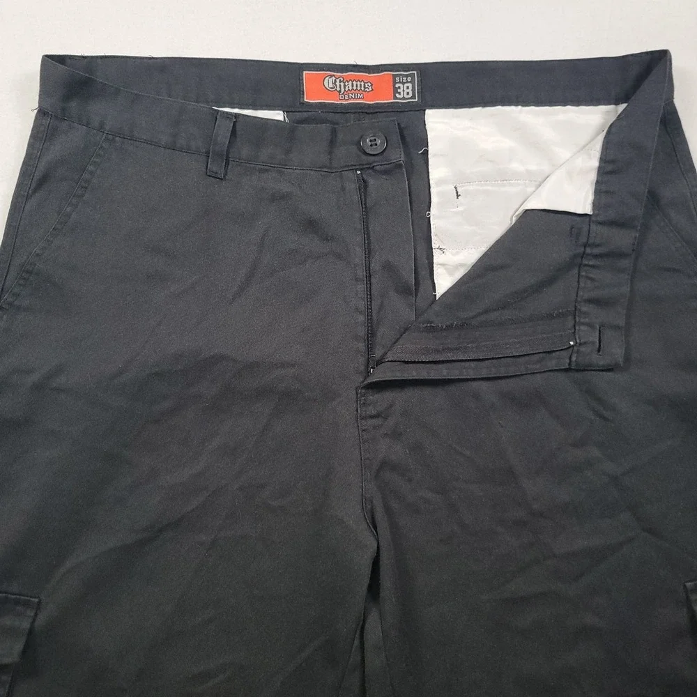 VTG Y2K Chams Cargo Shorts‎ Mens 38 Black Cotton Blend Baggy Skate